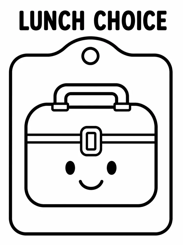 Lunch choice card with a lunchbox icon and smiling face